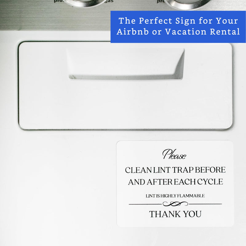 Clean Lint Trap Sign (MAGNET 4.75 x 3.5 in) - Airbnb Essentials for Hosts Signs - Vrbo Essentials for Hosts - - Airbnb, Vrbo and Short-Term Rental Sign