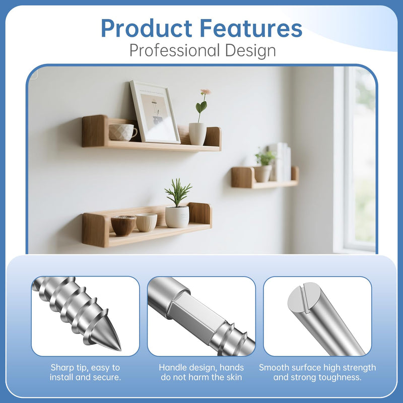 Duoduolaili-Floating Shelf Invisible Support Bracket (12 pcs) - Silver Hidden Brackets for Floating Wood Shelves–Blind Shelf Supports-Great Invisible Support for Thin Shelf–Shelving Mounting Hardware Floating Shelf 12pcs