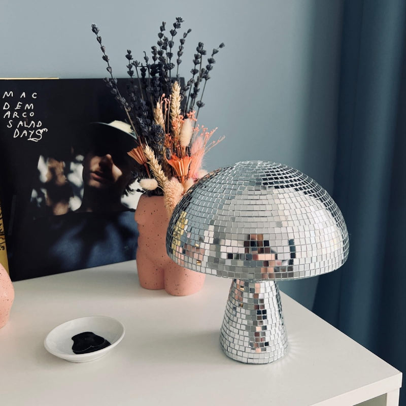 Creative Mushroom Disco Ball for Party, Table Decor Mirror Retro Handmade Disco Ball Mushroom Shape Home Art Decorations,Bar Ornaments(Silver, S(5.9'')) S(5.9'') Silver