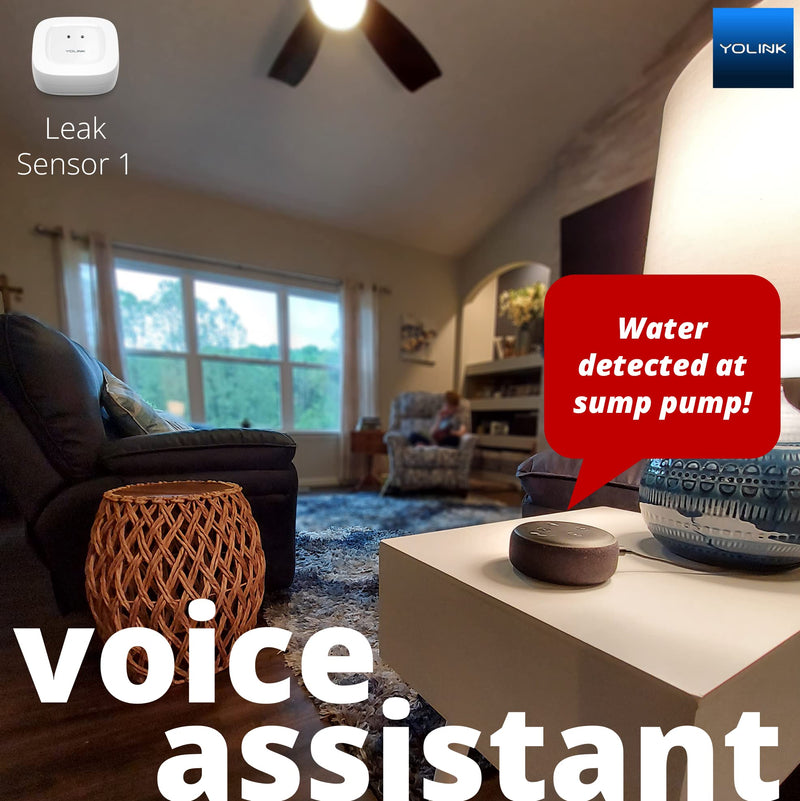 YoLink Smart Home Starter Kit: Hub & 2-Pack Water Leak Sensor 1, LoRa Up to 1/4 Mile Open-Air Range, SMS/Text, Email & Push Notifications, w/Alexa, IFTTT, Home Assistant 2-Sensor