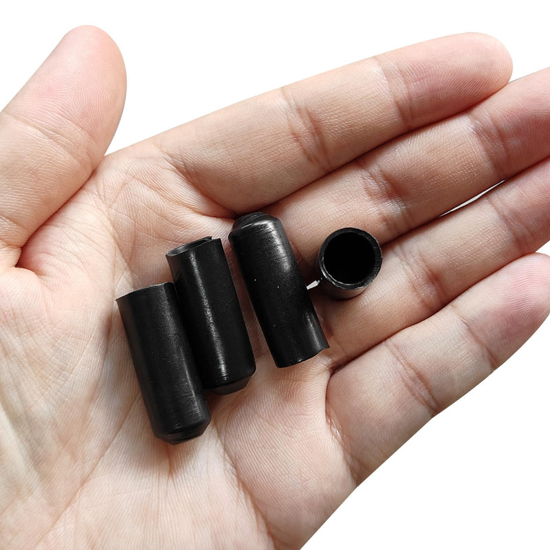 MECCANIXITY 10Pcs Heat Shrink End Cap 10mm ID x 30mm L 1.5:1 Ratio Heat Shrink Tubing Caps Lined Sealed Waterproof Adhesive for Electrical Wire Cable, Black 10