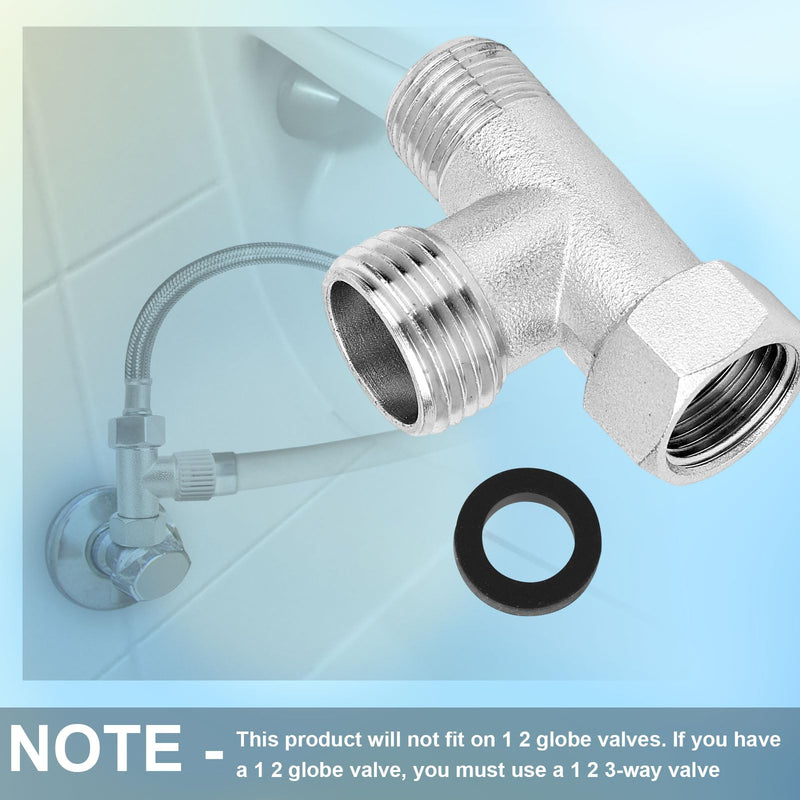3/8 x 1/2 Adapter T Connector for Toto Fit Washlets, 3 Way Tee Connector with Washer & Fitting Hose Toilet Supply Line Bidet Splitter Valve Toilet Installation Parts for RV & Home