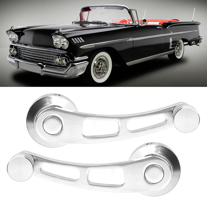 Acouto Window Crank Handle, 2pcs Window Handles Riser Winder Crank for for for Classic Car Replacement Parts Alloy, Silver