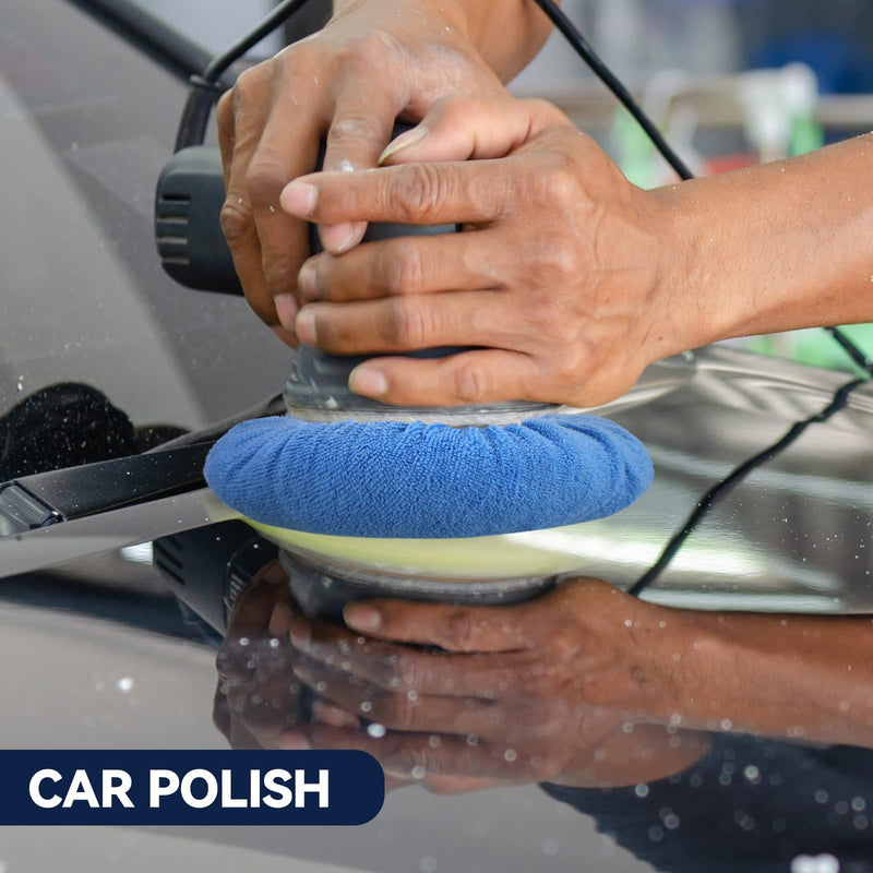 Tallew 40 Pcs 9 to 10 Inches Buffer Pads Bulk Car Polisher Bonnets Orbital Buffer Bonnets Microfiber Polishing Pad Car Wax Cover for Cleaning and Polishing(Royal Blue,Light Blue,White) Royal Blue,Light Blue,White