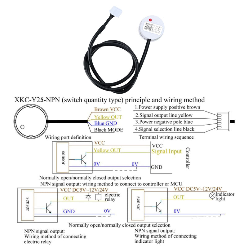 XKC-Y25-NPN Waterproof Non-Contact Liquid Level External Sensor Sensor Switch Output DC 5-12V