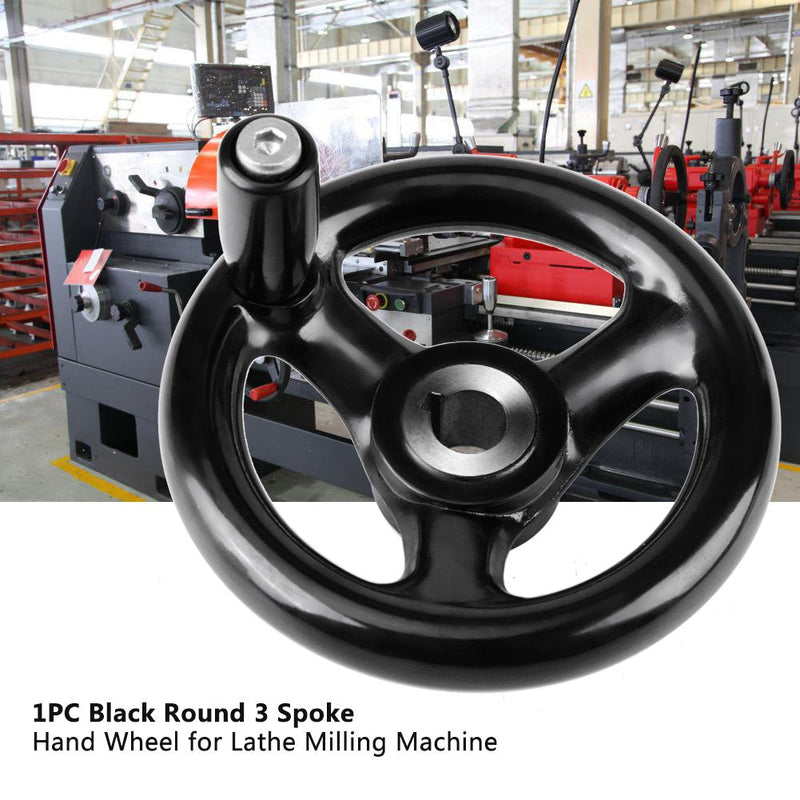 Hand Wheel 12mm, Bakelite Black Round 12 * 100mm 3 Spoke Hand Wheel Revolving Handle for Lathe Milling Machine