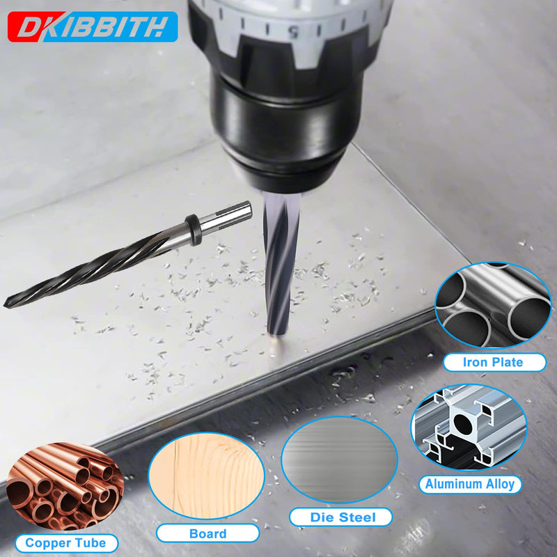 3/4” Bridge Construction Reamer Drill Bit, M2 HSS Taper Chucking Reamer for Steel Alloy Metal Wood Plastic, 1/2" Non-Slip Shank, 5-Spiral Flutes Car Reamer, to Align or Enlarge Holes, 19mm 3/4”