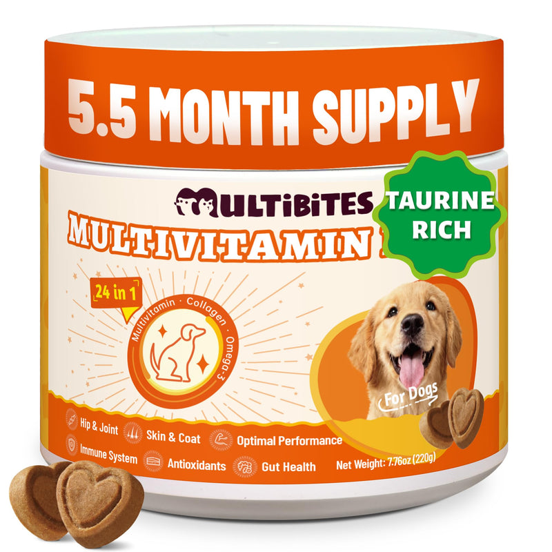 300 Bites Vitamins Supplements and Taurine for Dogs with CoQ10, Glucosamine,Omega 3, MSM - Dog Multivitamins for Heart Health, Immunity Support, Antioxidant Protection 7.76oz