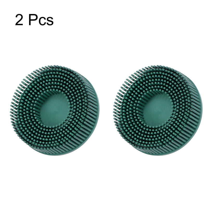 HARFINGTON 2pcs Bristle Disc 3" 50 Grit Abrasive Brush Deburring Electric Disc Brush with Quick Change Roll Lock Abrasive Coating Removal Disc for Metal, Green