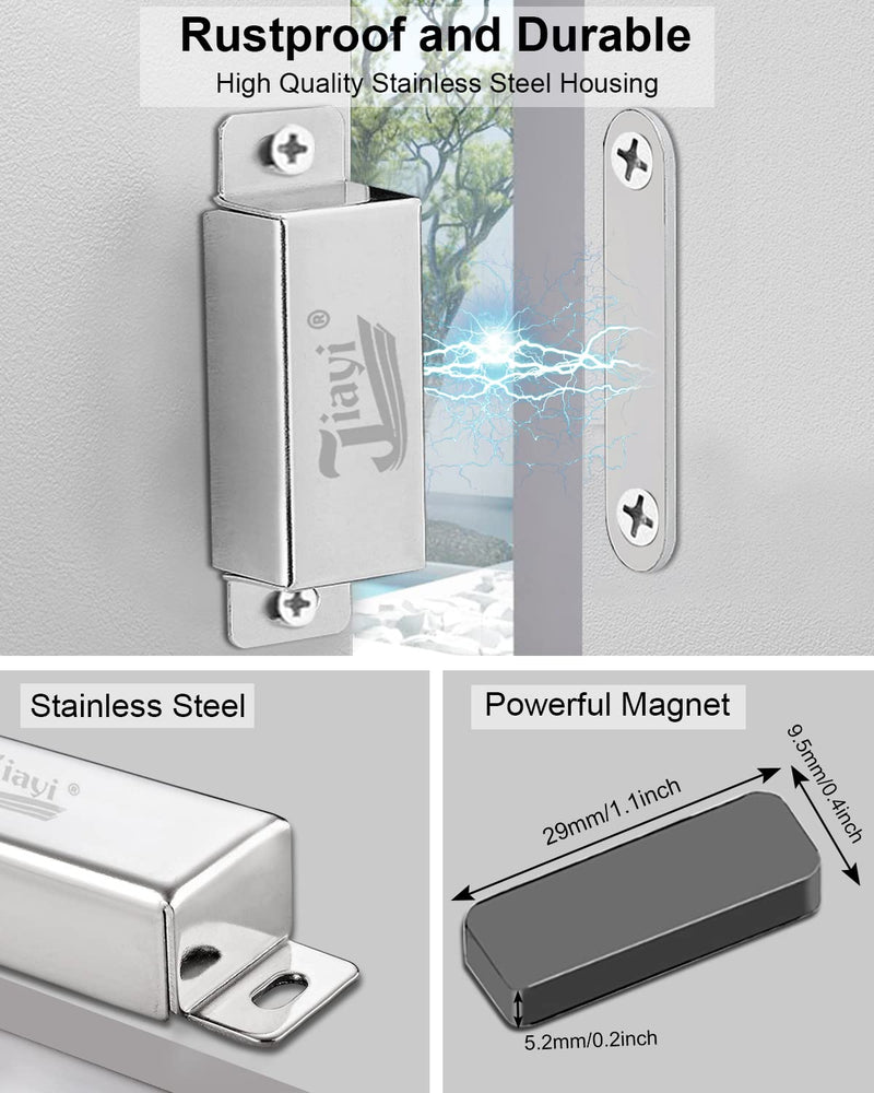 Cabinet Magnets Jiayi 12 Pack Magnetic Door Catch Stainless Steel Kitchen Cabinet Magnetic Catch Drawer Magnet for Cabinet Door Cupboard Magnetic Closures for Cabinet Magnetic Latches Cabinet Closer Silver