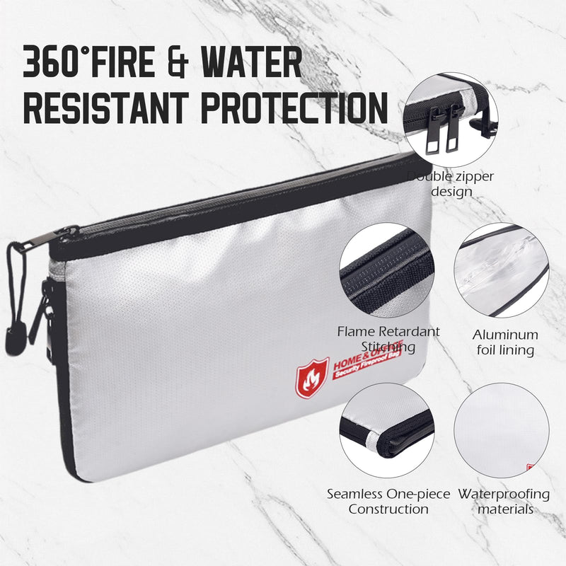 Fireproof Document Bag(3000℉),Waterproof Fireproof Money Bag for Cash with Zipper, Important Document Storage Organizer for Valuables, Legal Documents Safe（18”x 11”）