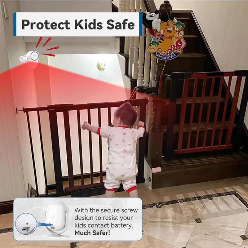 CPVAN 125dB Loud Motion Sensor Alarm with 328ft Remote Control (40ft PIR Detector, Batteries), Indoor Wireless Infrared Security Motion Detector with Siren for Home Garage Van (CP2 Pro, Whtie) White