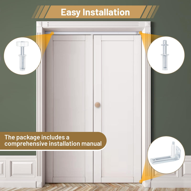 Bifold Door Hardware Kit - 36 Inch Bifold Door Hardware with Track, Bi-Fold Closet Door Track Repair Replacement Tool Kit