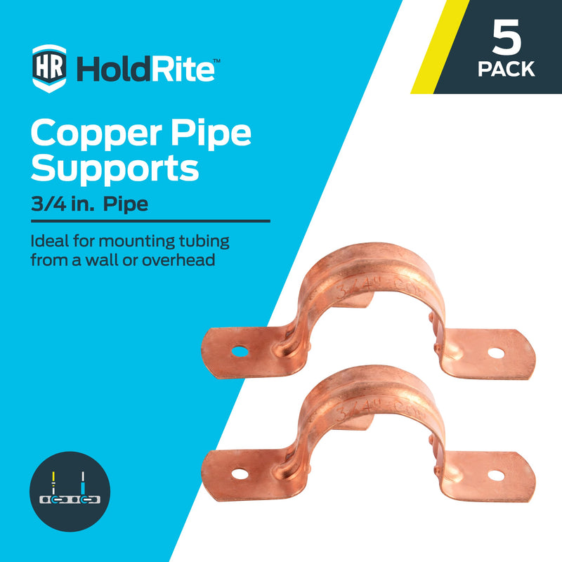 HoldRite 3/4 Inch Copper 2-Hole Strap, 5 Pack, Pipe Support, CPS075Z5 3/4 in., 5 Pack - NewNest Australia