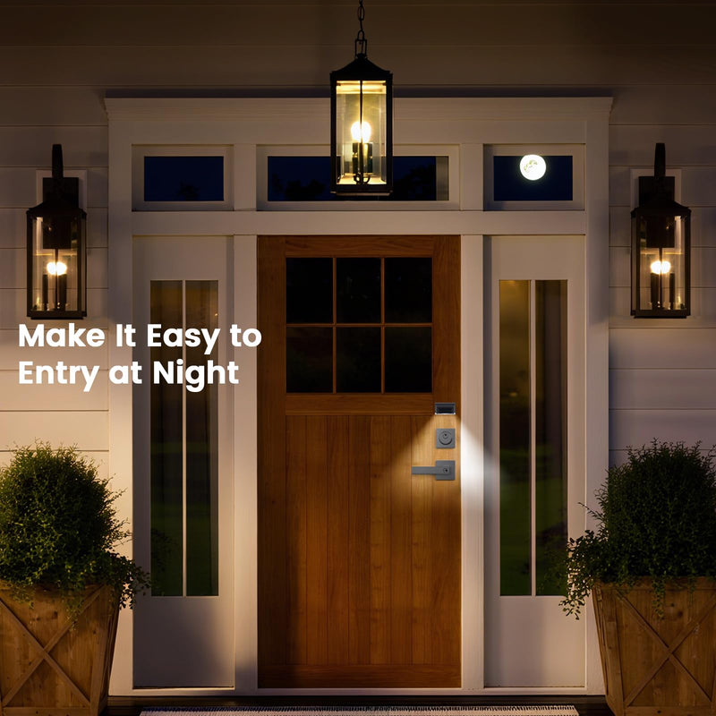 HIDALIFE Front Door Lock Set,Keyed Alike Heavy Duty Exterior Door Lock Set,Entry Door Handle and Single Cylinder Deadbolt Combo for Office and Home Security (1 Pack and Light)