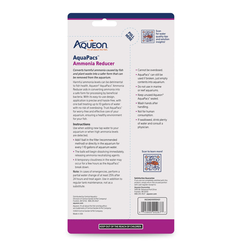 Aqueon AquaPacs Ammonia Reducer 12 Pack, 10 Gallon