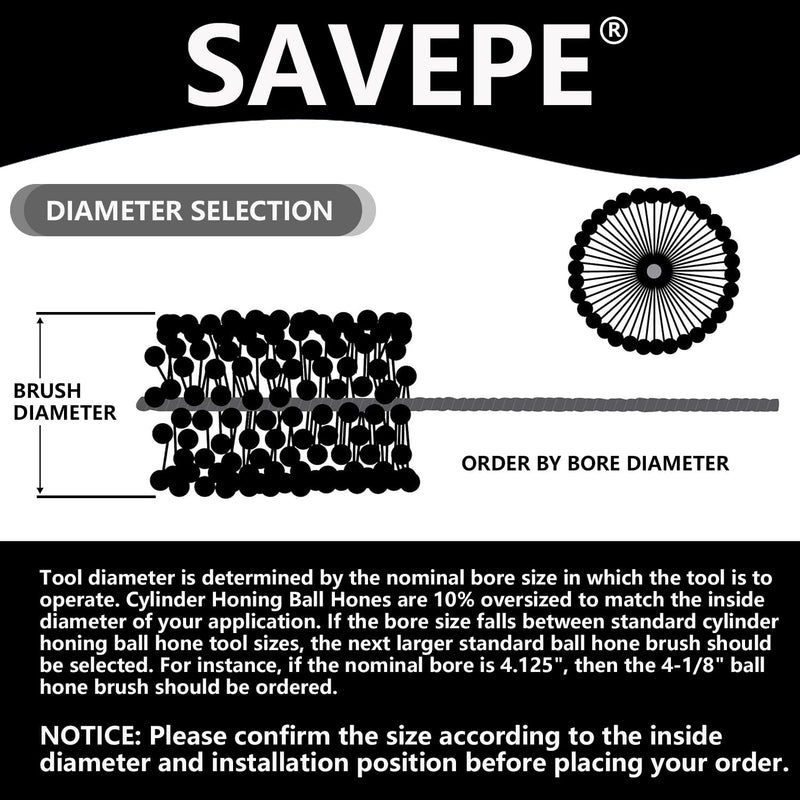 Silicon Carbide Cylinder Honing Ball Hone Brush, 4.125" Diameter, 240 Grit, for Engine and Brake Cylinders, 304 Stainless Steel Wire Cylinder Honing Ball Brushes Included