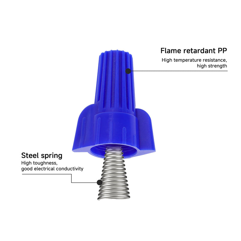 40pcs Winged Wire Nut Connector - AWG 14-6 Blue - Insulated Insert Twist Electrical Wire Terminal with Spring, Portable Wire Caps for Quick Connection WINGED NUT