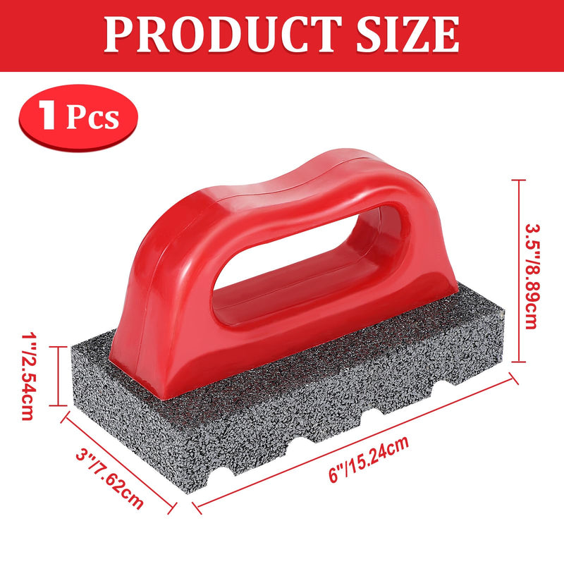 Red Rub Brick with Handle, Fluted 20-Grit Carbofrax Surface Concrete Tools Masonry Tools Smoothing Cleaning Removing Marks Tool (1 Pcs) 1 Pcs