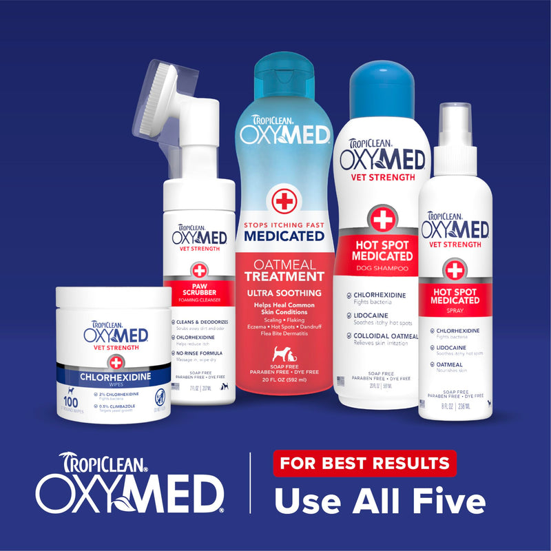 OxyMed Dog Paw Cleaner, No Rinse Foaming Cleanser, Relieves Dry Itchy Paws, Safe for Cats, 7 oz Paw Cleaner, 7oz