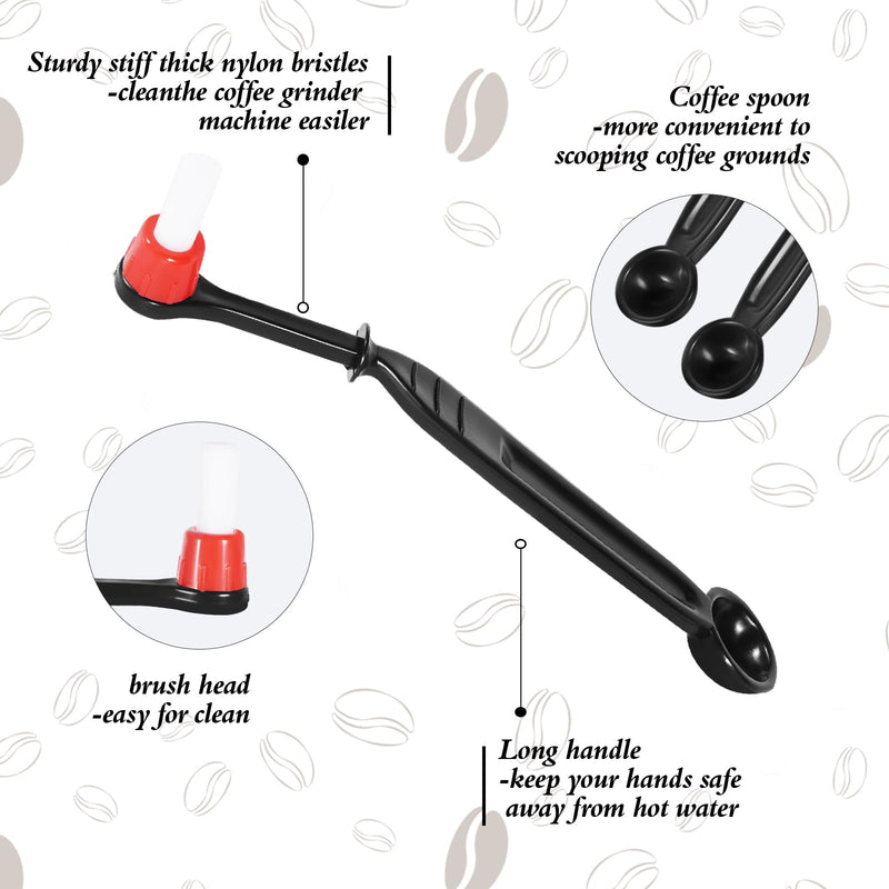 Espresso Coffee Machine Cleaning Brush 2 Pieces Coffee Brush Espresso Cleaning Brush with Spoon Head for Coffee Grinder and Espresso Cleaning Black 2 Pack 51/54/58mm