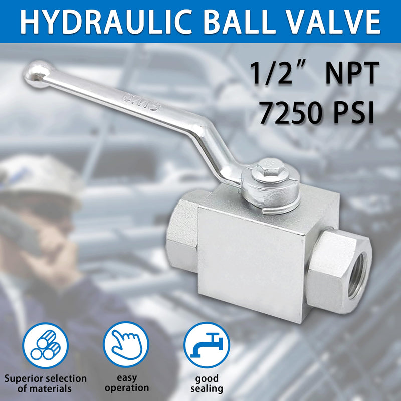 TieMin High Pressure Hydraulic Ball Valve 1/2 Inch 7250 PSI High Pressure, Shut-Off 2 Way Hydraulic Ball Valve KHB 1/2" NPT KHB-1/2-NPT