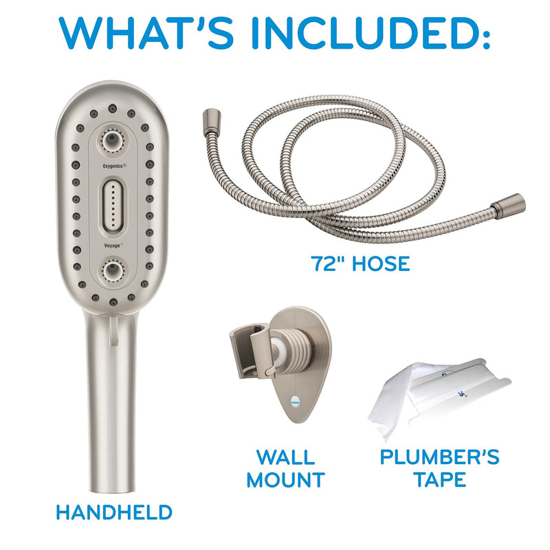 Oxygenics Voyage RV 4-Setting Brushed Nickel Handheld Shower Head