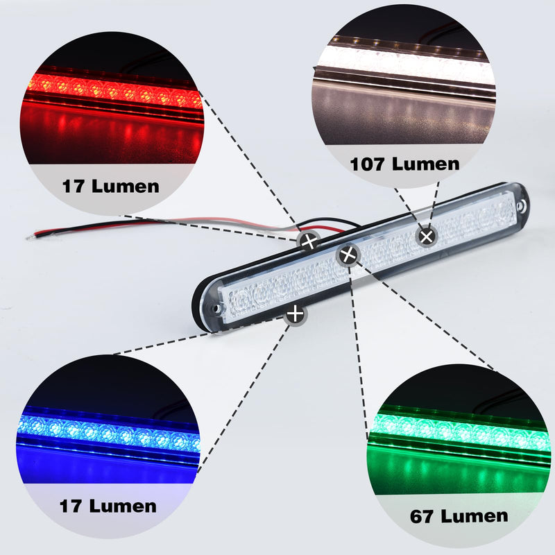 Marine RGBW LED Light, 4-Color Ambient Lighting (Red/Green/Blue/White), 12V DC IP67 Waterproof, 8 Inch Long Flush Mount Boat Courtesy Light for Cabin Deck Salon Yacht Pontoon, Single Light 1pc