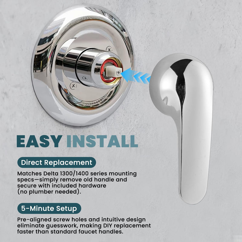 NBPLUS H79 Single Metal Lever Handle Kit for Delta 1300/1400 Series Tub Faucets, Shower Valve Handle Replacement Easy Install