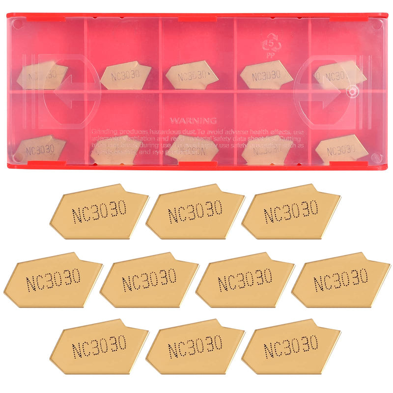 VerRich 11PCS Lathe Grooving Cutting Tools Kit,SPB326 Parting Cut-Off Tool Boring Bars with 10pcs GTN-3 NC3030 Carbide Inserts SPB326+NC3030