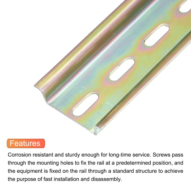 MECCANIXITY DIN Rail Slotted Iron Mounting Guide 8 Inch x 1.4 Inch x 028 Inch for Electrical Industrial Product Iridescent 4 Pcs