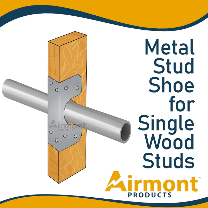 (5 Pack) Airmont Products AP-533-1, Metal Stud Shoes for Single Wood Studs, Fits up to 2-1/2 Inch Pipes, Reinforced Rib for Premium Durability and Extra Support, Width 1.5 Inches, Height 5.4 Inches