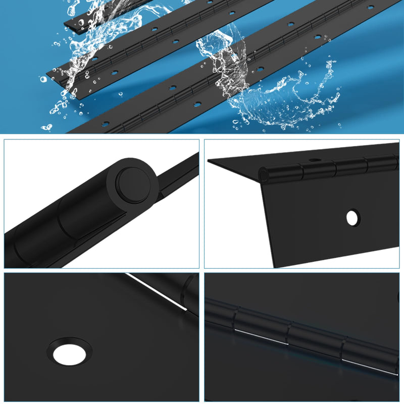 20Inch Black Continuous & Piano Hinges, 2PCS Heavy Duty Stainless Steel Piano Hinge with Hole, 0.05" Thickness/1.2" Open Width Folding Cabinet Door Butt Hinge 20 Inch