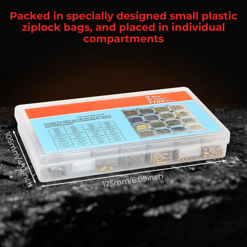 1100-Piece SC1/SC4 Keyway Re-Key Kit replacement for Schlage Rekeying Kit, Compatible with SC1/SC4 Door Component, Bottom Pin, with Pins, Springs, Cap, Tail Piece, Master Pin,and SC1 Pick，rekeying kit