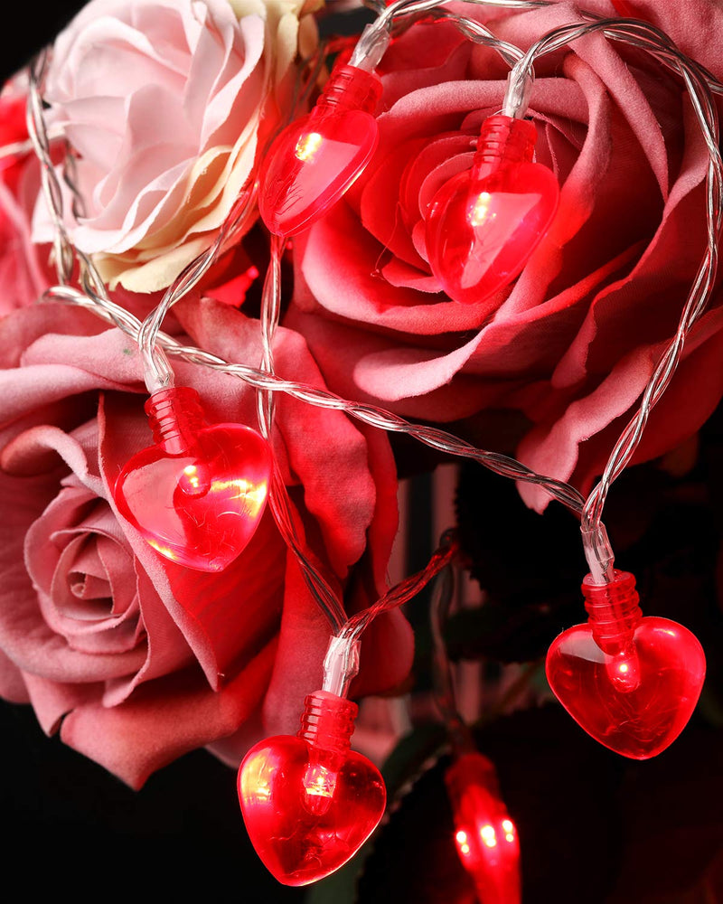 Luditek 14.7ft 40LED Valentines Day Decorations String Lights, Battery Operated Heart Shape Hanging Garland Valentines Day Decor for Indoor Outdoor Home Room Party Wedding 1 PACK