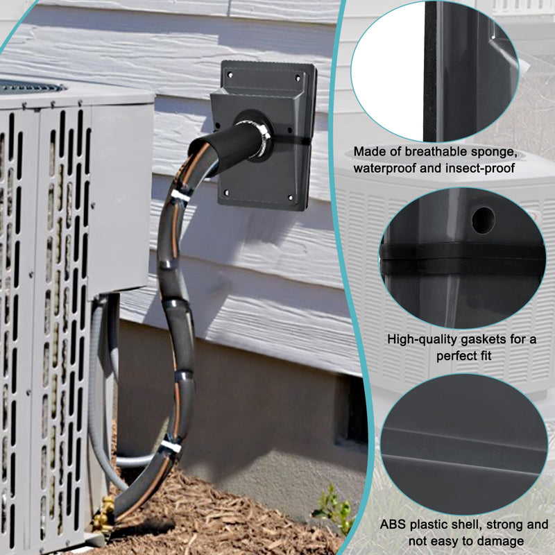 HVAC Wall Penetration & Line-Set Cover Kit with Soft Gasket, Wall Sleeve for Split AC Line Sets,HVAC Penetration Cover for Indoor & Outdoor Air Conditioner Systems, 2.36" Aperture Grey