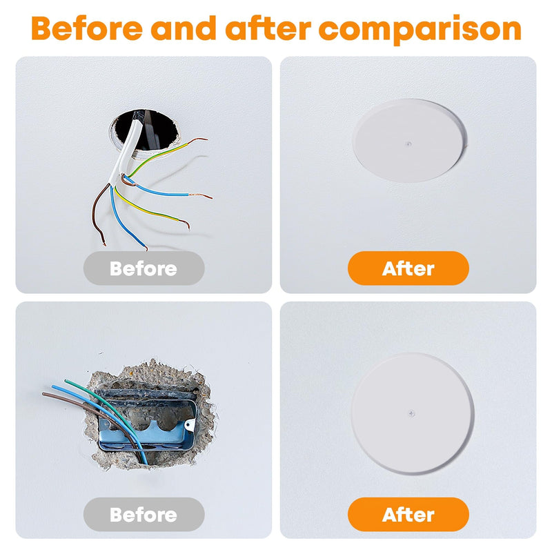 WunoShop 2 Pcs Ceiling Cover Plate, Metal Blank Cleanout Cover Plate with Center Hole,5 inch Round Outlet Covers Plate For Electrical Box, Smoke Detector Cover Plate for Wall Light Hole -White