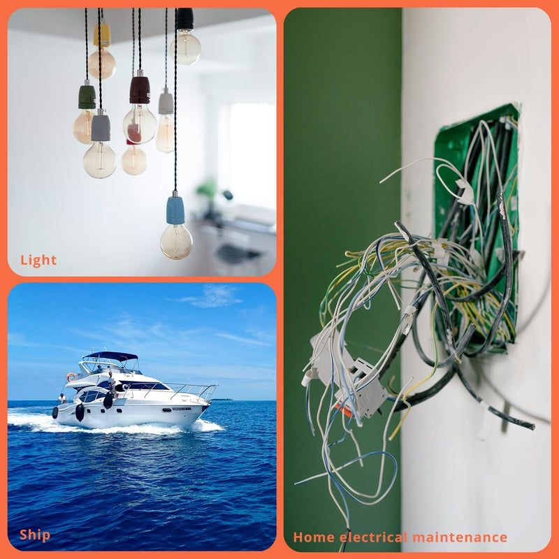 1 in 1 Out Lever Nuts Compact Splicing Wire Connectors,40 Pcs in Buckets of Quick Connect Electrical Splicing Connectors Orange Handle and Transparent White Shell Lever Nuts 40