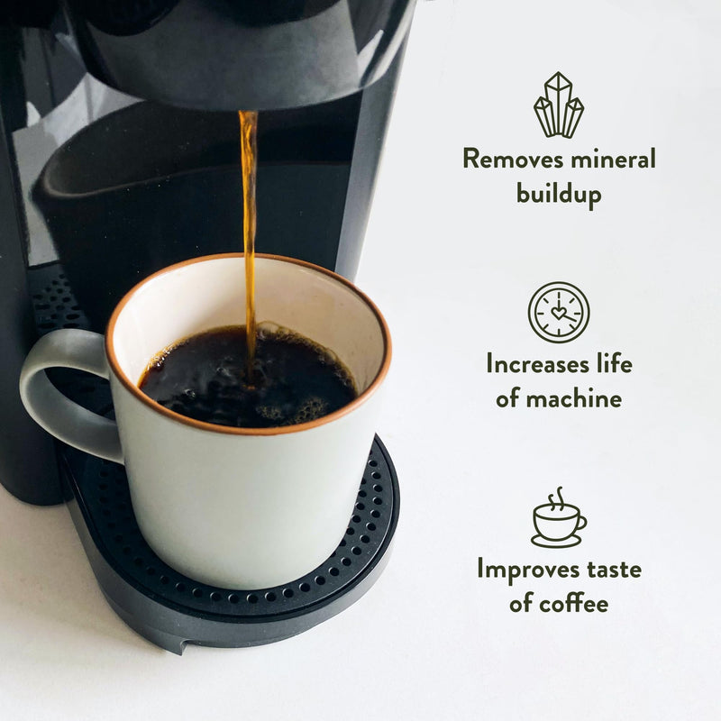 Universal Descaling Solution for Keurig, Nespresso, Breville, DeLonghi & Ninja (4 Uses) – Professional Coffee Descaler & Cleaner – Removes Limescale to Restore Flow & Temp – Odorless & Residue-Free
