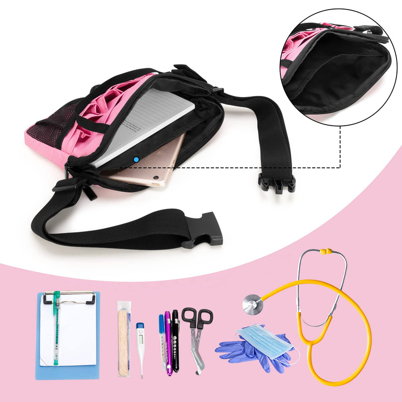 Damero Nurse Fanny Pack with Medical Gear Pockets, Nurse Waist Pouch Nurse Tool Belt with Tape Holder for Stethoscopes, Bandage Scissors and Other Medical Supplies, Pink