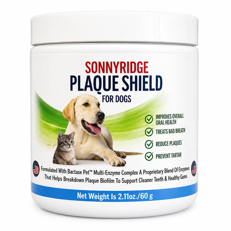Dog Dental Powder for Dogs & Cats – Bactase Pet™ Enzymes, Astaxanthin & Ascophyllum Nodosum – Helps Reduce Plaque & Tartar, Freshens Breath & Supports Healthy Gums– Made in USA– 30 Servings