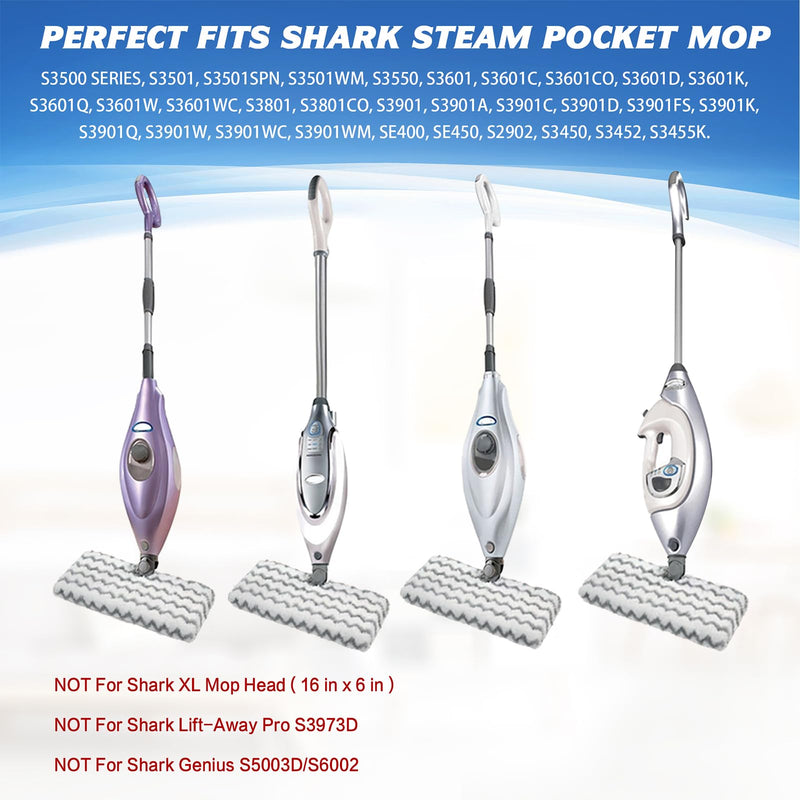 Tidy Monster Steam Mop Pads with Scrub Strips Microfiber Replacement Pad Refills for Shark Steam Pocket Mop S3500 Series S3501 S3601 S3550 S3801 S3901 SE450 S3601D S3901D (3pc-White) 3 Pack White