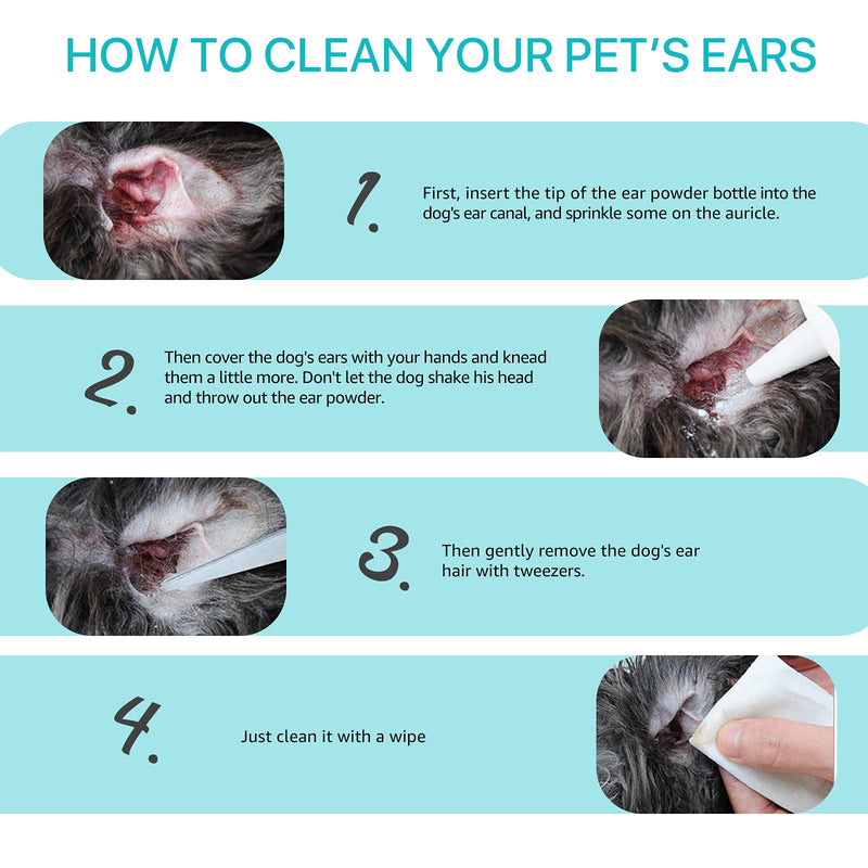 Dog Ear Cleaner, Upgraded Dogs & Cats Ear Powder for Easy Hair Removal, Pets Ear Infection Relief, Soothes Itchy Ears & Relieve Scratching (1)
