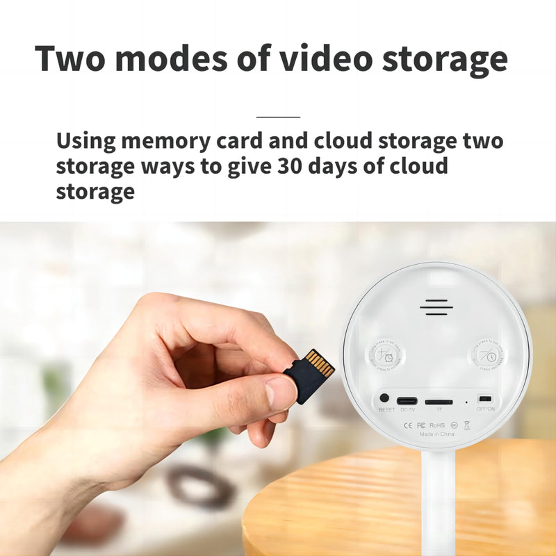 WiFi Indoor Camera, Battery Powered,1080P, Mobile app, Night Vision Function, Two-Way Audio for Home Security Desktop Camera. Keh-02 White
