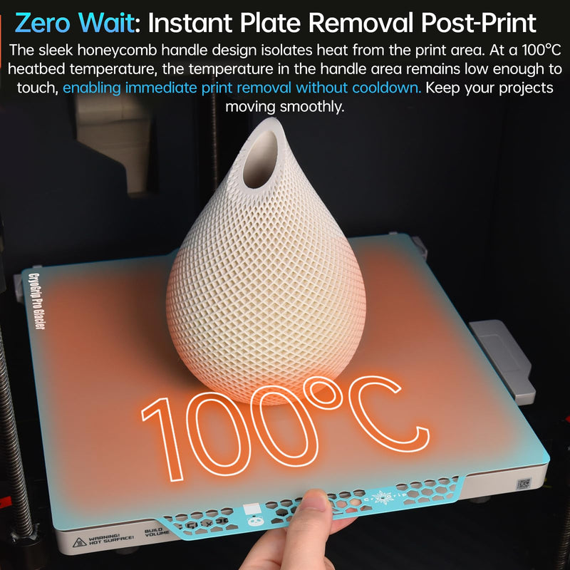 BIQU CryoGrip™ Pro Glacier 257x257mm Panda Build Plate for Bambu-Lab P1P/P1S/X1C/X1E/A1 3D Printer Double Sided Special Materials Upgrade Build Plate Removable Surface Platform CryoGrip Pro Glacier