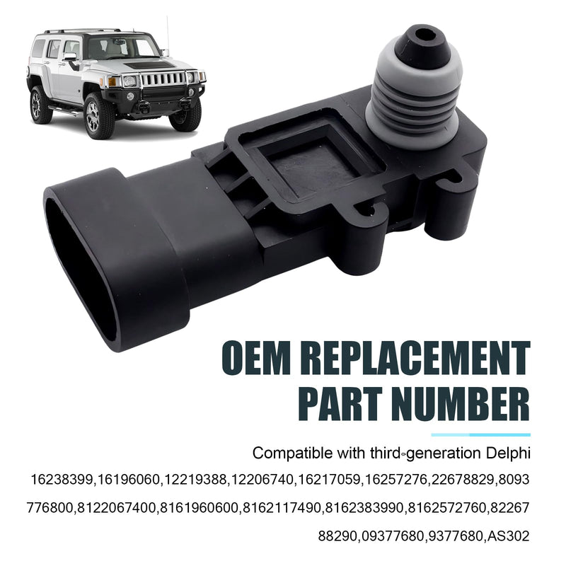Fuel Tank Pressure Sensor, High Temperature Resistance Vapor Vent Port Tank Pressure Sensor, Replacement Number 16238399 9377680 09377680 16196060 Accessories, Suitable for Most Cars (Black)