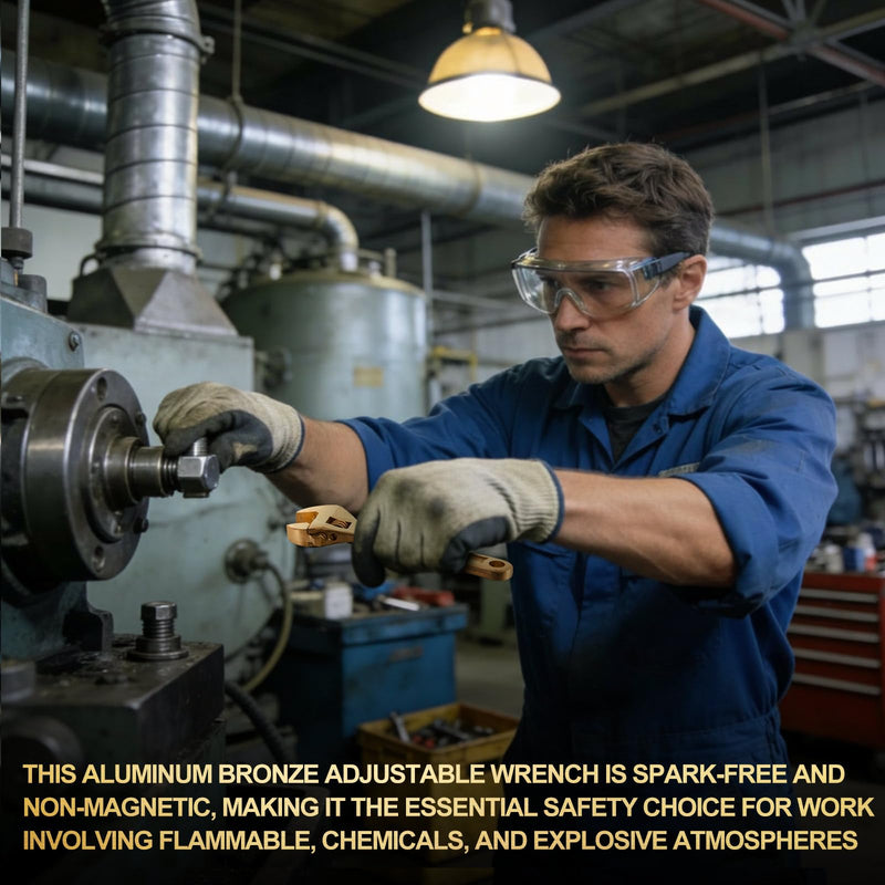 Hicarer 6 Inch Non-Sparking Adjustable Wrench, Aluminum Bronze Spark-Free & Non-Magnetic Spanner Tool, Industrial Safety Tool for Oil & Gas, Chemical & Hazardous Environments 6 Inch/ Open Max 19mm