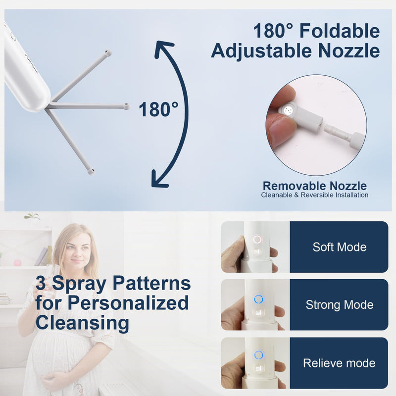 Portable Travel Bidet USB-C Rechargeable 400ml 3‑Mode Adjustable Pressure | IPX7 waterproof, cordless design, clean anywhere anytime – perfect for men, women, babies & postpartum care