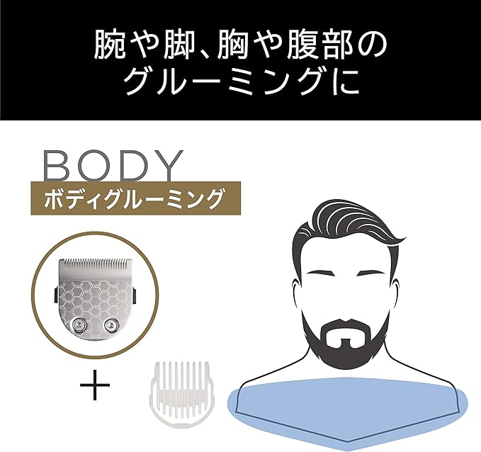 Vidal Sassoon VSM-6110/KJ Men's Grooming Kit, Beard Design, Shaving, Eyebrow Design, Nose Hair & Ear Hair Care, Body Grooming, Rechargeable, For Overseas Use, Black - NewNest Australia