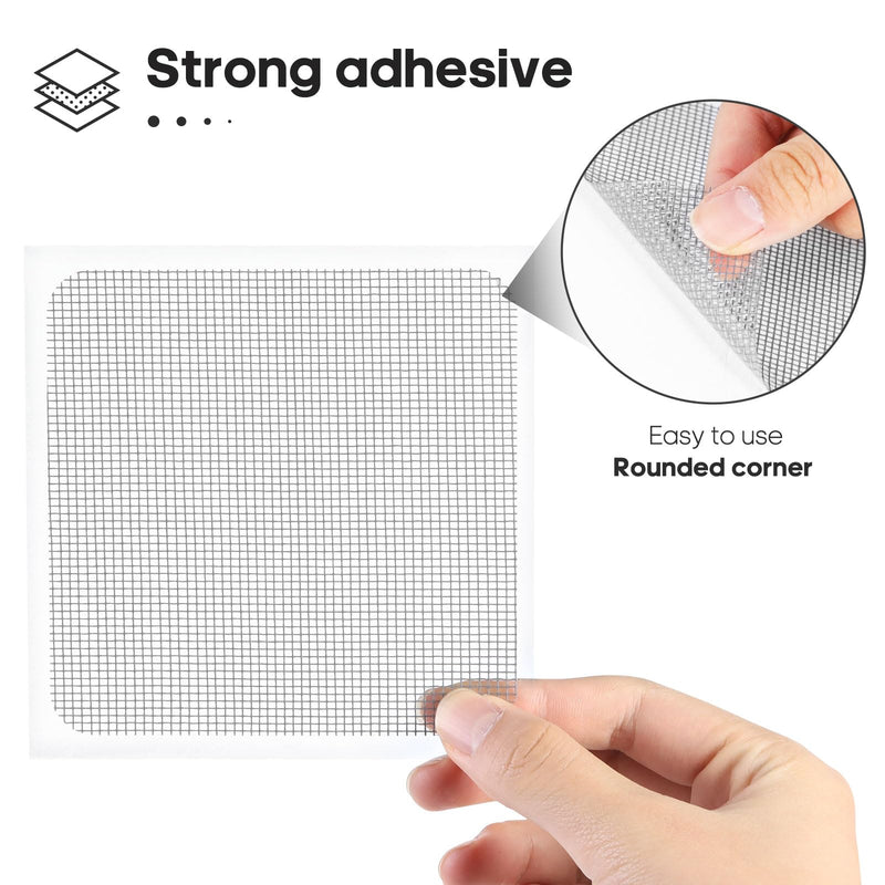 16 Sheets Window Screen Patches, Grey 3 Sizes Window Screen Repair Kit for Mesh Door, Strong Adhesive Fiberglass Quick Repair Tape